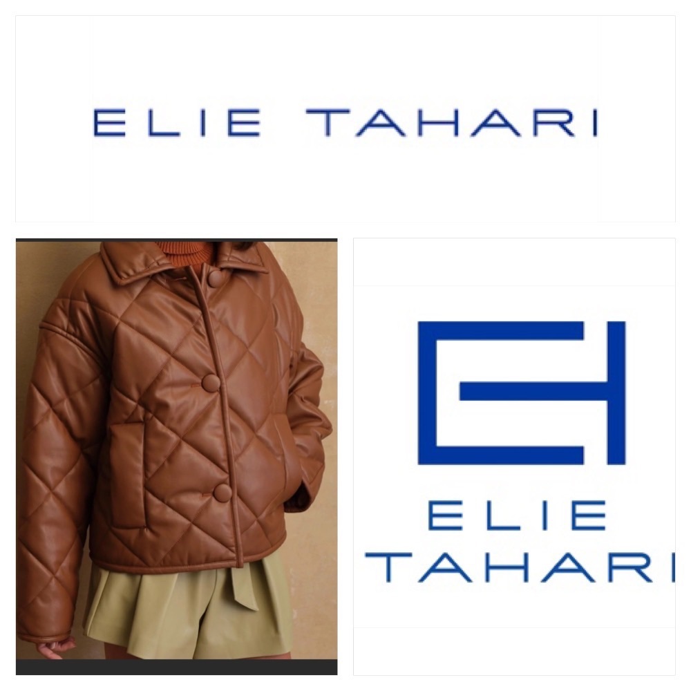 Elie Elie Tahari. Faux leather quilted coat featuring drop shoulder sleeves